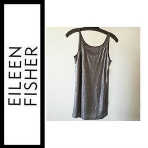Eileen Fisher Organic Linen Jersey Tank Metallic Silver Gray SMALL NWT